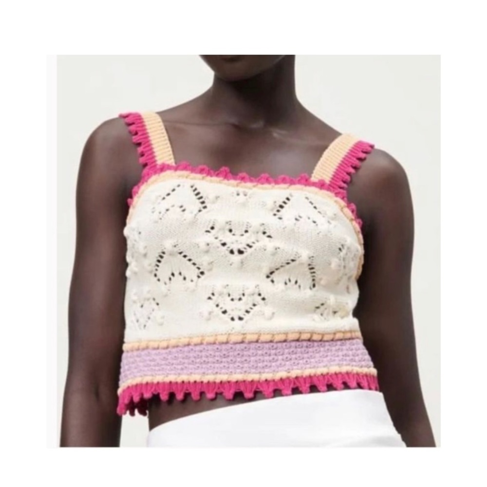 NWT Zara Crochet Knit Heart Top